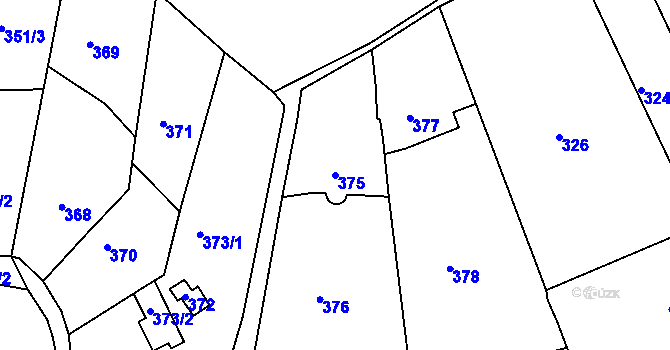 Parcela st. 375 v KÚ Řícmanice, Katastrální mapa