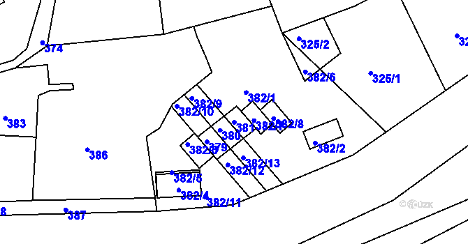 Parcela st. 381 v KÚ Řícmanice, Katastrální mapa