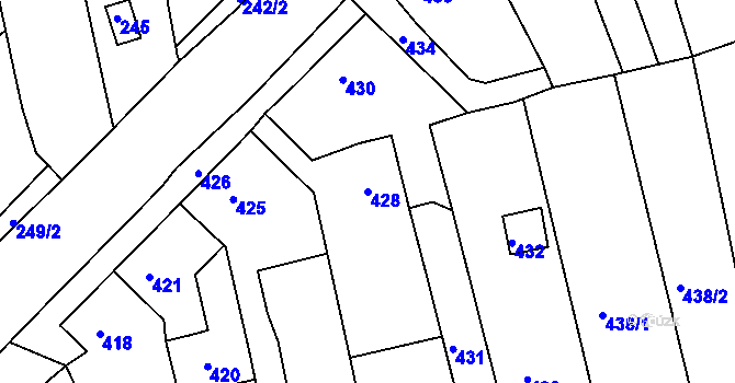 Parcela st. 428 v KÚ Řícmanice, Katastrální mapa