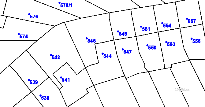 Parcela st. 544 v KÚ Řícmanice, Katastrální mapa