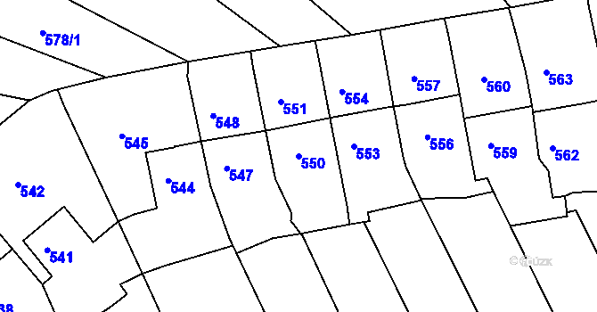 Parcela st. 550 v KÚ Řícmanice, Katastrální mapa