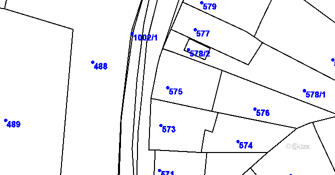 Parcela st. 575 v KÚ Řícmanice, Katastrální mapa