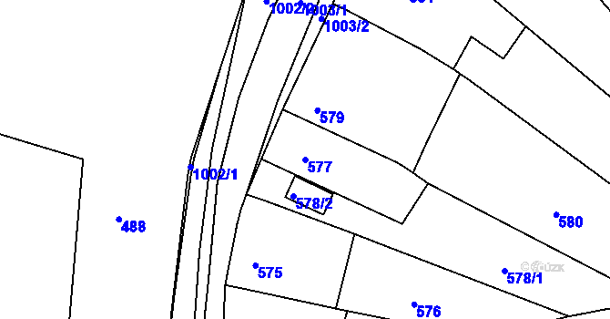 Parcela st. 577 v KÚ Řícmanice, Katastrální mapa