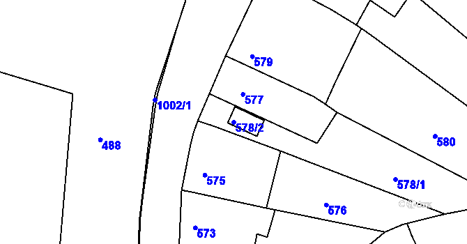 Parcela st. 578/2 v KÚ Řícmanice, Katastrální mapa