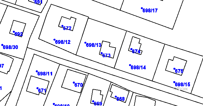 Parcela st. 673 v KÚ Řícmanice, Katastrální mapa