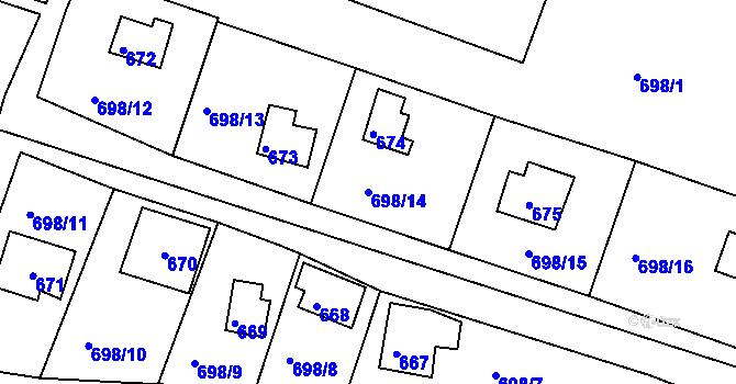 Parcela st. 698/14 v KÚ Řícmanice, Katastrální mapa