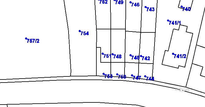 Parcela st. 751 v KÚ Řícmanice, Katastrální mapa