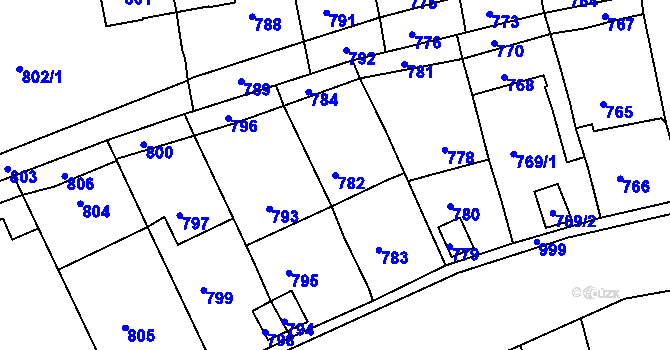 Parcela st. 782 v KÚ Řícmanice, Katastrální mapa
