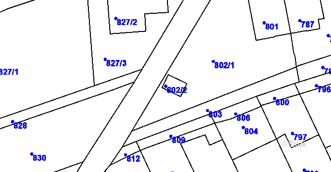 Parcela st. 802/2 v KÚ Řícmanice, Katastrální mapa