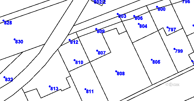 Parcela st. 807 v KÚ Řícmanice, Katastrální mapa