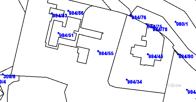 Parcela st. 984/55 v KÚ Řícmanice, Katastrální mapa