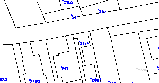 Parcela st. 248/4 v KÚ Řícmanice, Katastrální mapa