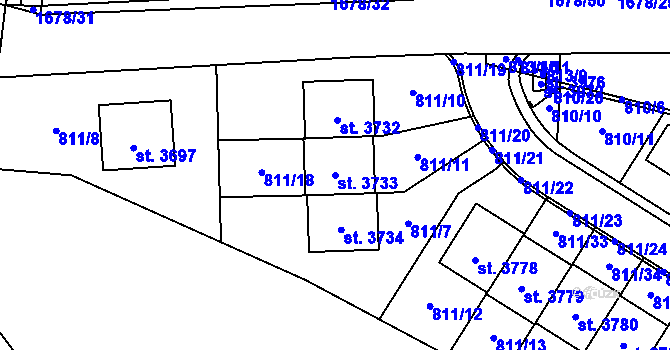Parcela st. 3733 v KÚ Říčany u Prahy, Katastrální mapa