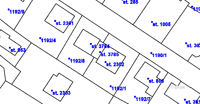 Parcela st. 3785 v KÚ Říčany u Prahy, Katastrální mapa