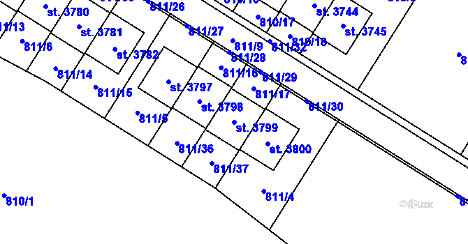 Parcela st. 3799 v KÚ Říčany u Prahy, Katastrální mapa