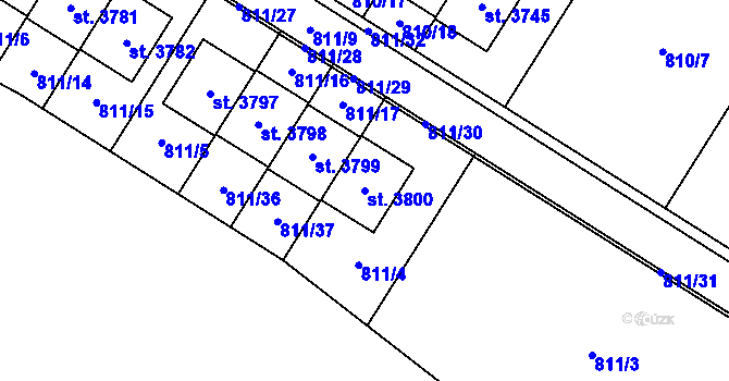 Parcela st. 3800 v KÚ Říčany u Prahy, Katastrální mapa