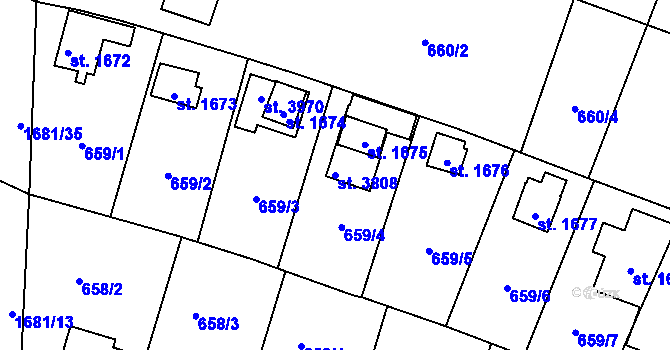 Parcela st. 3808 v KÚ Říčany u Prahy, Katastrální mapa