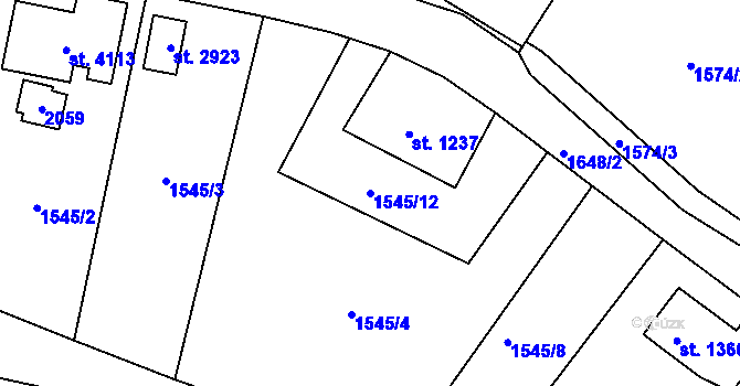 Parcela st. 1545/12 v KÚ Říčany u Prahy, Katastrální mapa