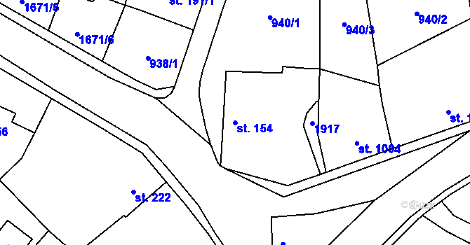Parcela st. 154 v KÚ Říčany u Prahy, Katastrální mapa