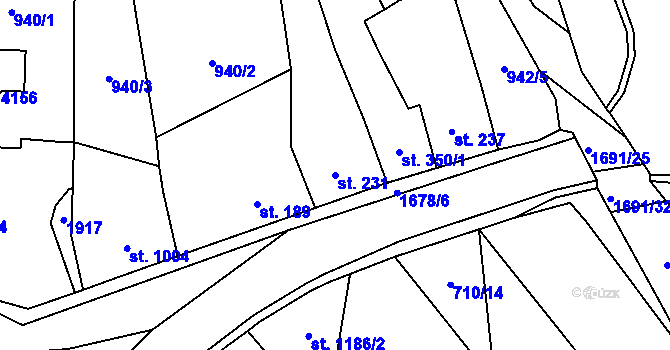 Parcela st. 231 v KÚ Říčany u Prahy, Katastrální mapa