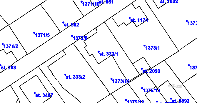 Parcela st. 333/1 v KÚ Říčany u Prahy, Katastrální mapa