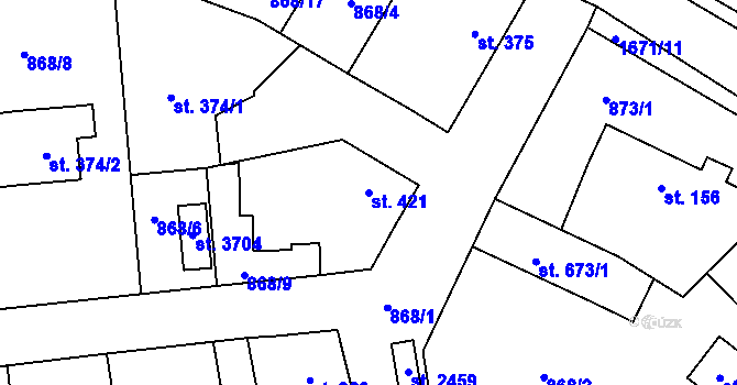 Parcela st. 421 v KÚ Říčany u Prahy, Katastrální mapa