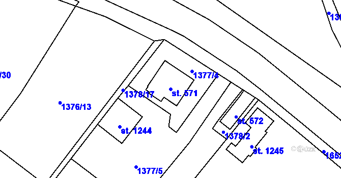 Parcela st. 571 v KÚ Říčany u Prahy, Katastrální mapa