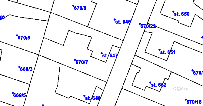 Parcela st. 647 v KÚ Říčany u Prahy, Katastrální mapa