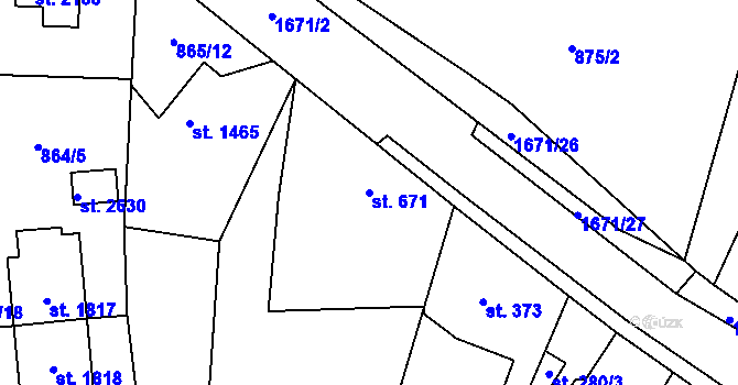 Parcela st. 671 v KÚ Říčany u Prahy, Katastrální mapa