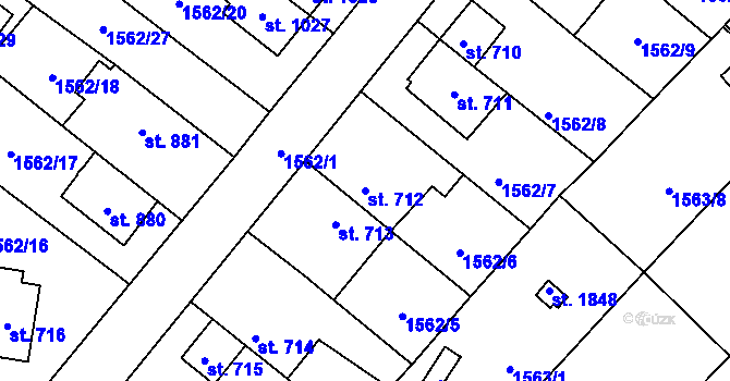 Parcela st. 712 v KÚ Říčany u Prahy, Katastrální mapa