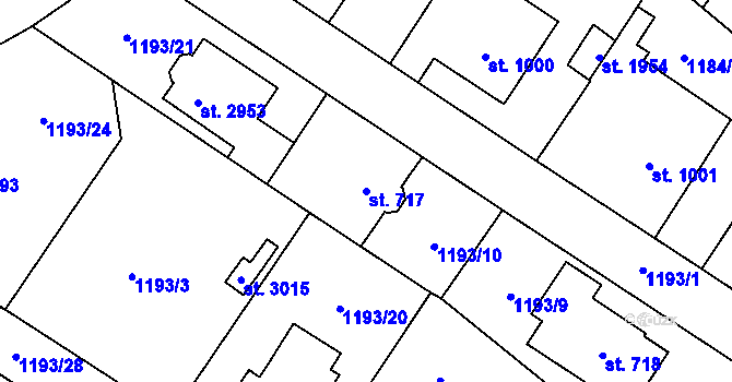 Parcela st. 717 v KÚ Říčany u Prahy, Katastrální mapa