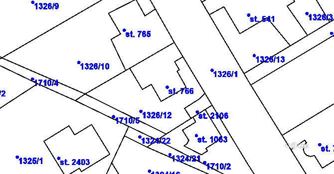 Parcela st. 766 v KÚ Říčany u Prahy, Katastrální mapa