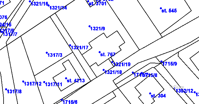 Parcela st. 767 v KÚ Říčany u Prahy, Katastrální mapa