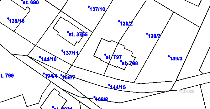 Parcela st. 797 v KÚ Říčany u Prahy, Katastrální mapa