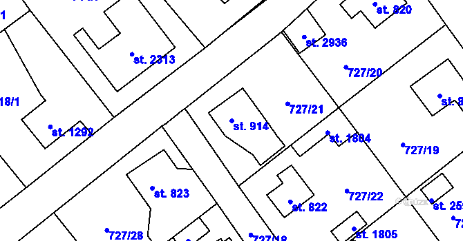 Parcela st. 914 v KÚ Říčany u Prahy, Katastrální mapa