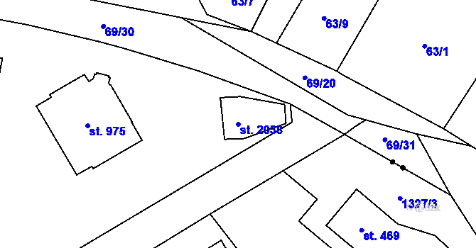 Parcela st. 2038 v KÚ Říčany u Prahy, Katastrální mapa