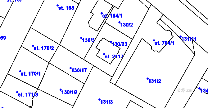 Parcela st. 2117 v KÚ Říčany u Prahy, Katastrální mapa