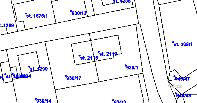 Parcela st. 2119 v KÚ Říčany u Prahy, Katastrální mapa