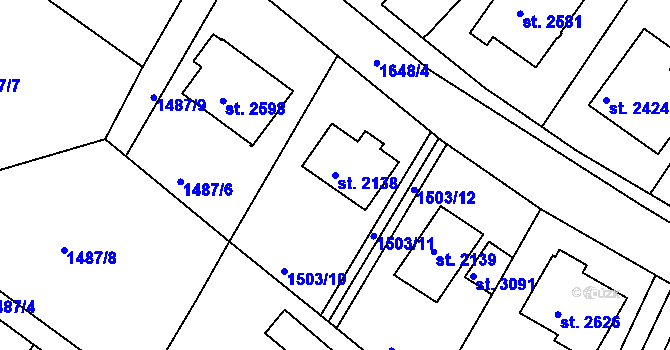 Parcela st. 2138 v KÚ Říčany u Prahy, Katastrální mapa