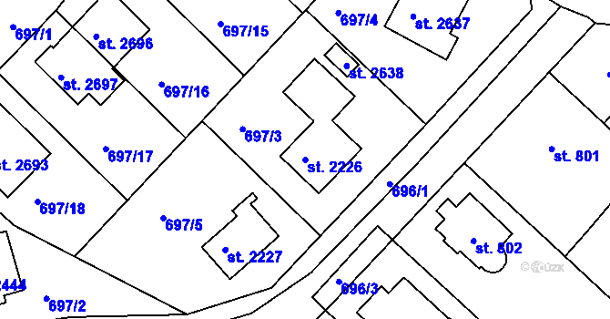 Parcela st. 2226 v KÚ Říčany u Prahy, Katastrální mapa