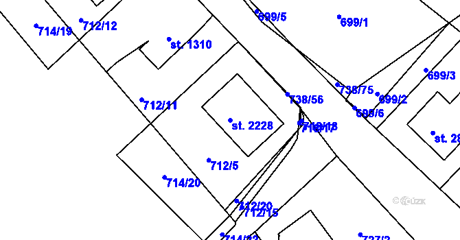 Parcela st. 2228 v KÚ Říčany u Prahy, Katastrální mapa
