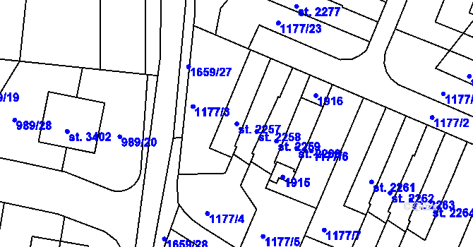 Parcela st. 2257 v KÚ Říčany u Prahy, Katastrální mapa