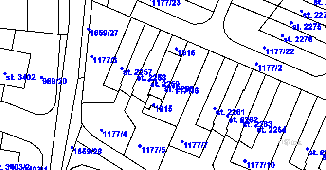 Parcela st. 2260 v KÚ Říčany u Prahy, Katastrální mapa