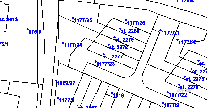 Parcela st. 2277 v KÚ Říčany u Prahy, Katastrální mapa