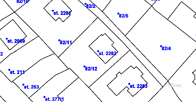 Parcela st. 2282 v KÚ Říčany u Prahy, Katastrální mapa
