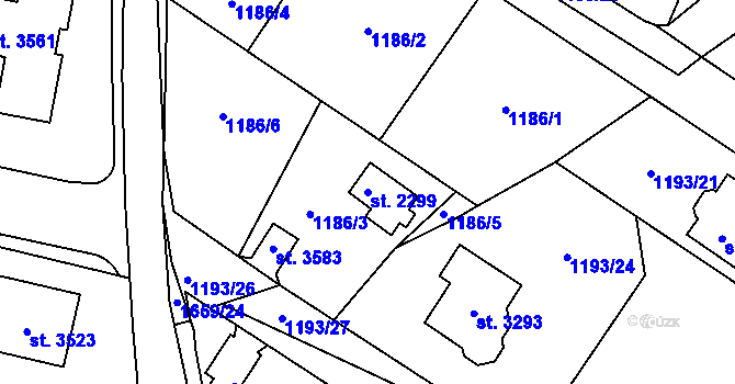 Parcela st. 2299 v KÚ Říčany u Prahy, Katastrální mapa