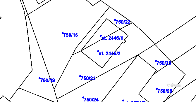 Parcela st. 2446/2 v KÚ Říčany u Prahy, Katastrální mapa
