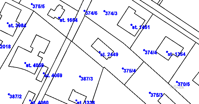 Parcela st. 2449 v KÚ Říčany u Prahy, Katastrální mapa