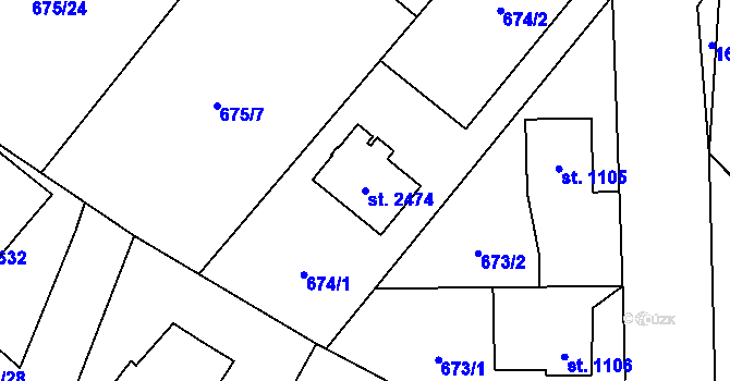 Parcela st. 2474 v KÚ Říčany u Prahy, Katastrální mapa