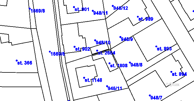 Parcela st. 2604 v KÚ Říčany u Prahy, Katastrální mapa